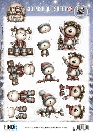 Berrie's Beauties Whimsical Christmas 3D Push Out Furry Friends (SB11162) Berrie's Beauties Whimsical Christmas 3D Push Out Furry Friends (SB11162)
