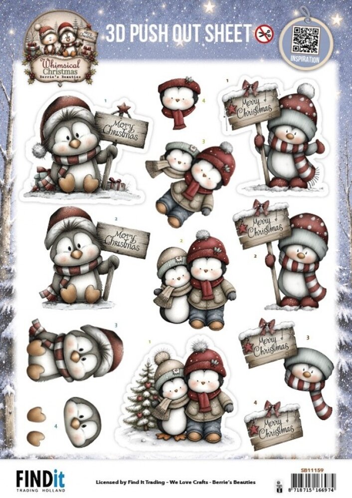 Berrie's Beauties Whimsical Christmas 3D Push Out Penguins (SB11163) Berrie's Beauties Whimsical Christmas 3D Push Out Penguins (SB11163)