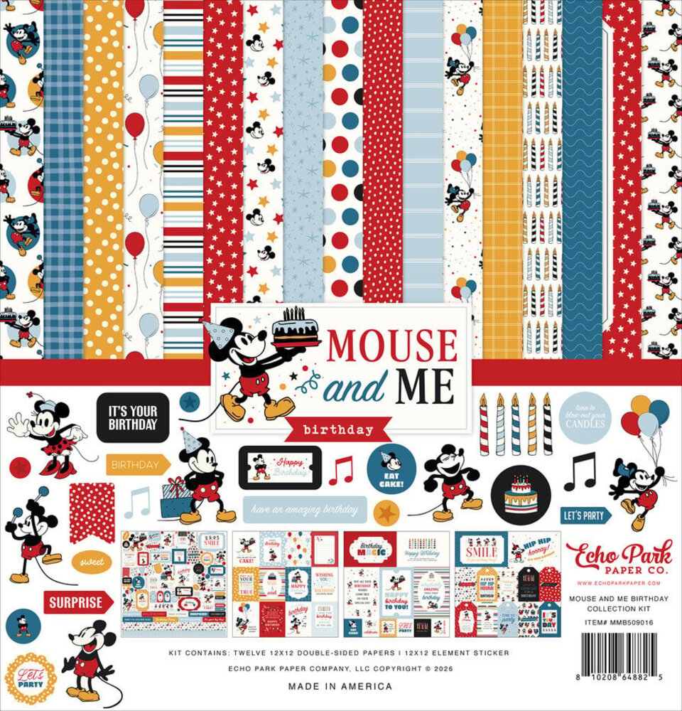 Echo Park Mouse And Me Birthday 12x12 Inch Collection Kit (MMB509016)