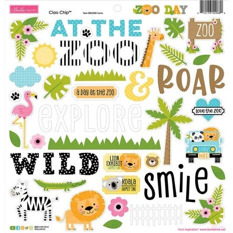 Bella BLVD PRE-ORDER Zoo Day Ciao Chipboard Icons (BB3288)