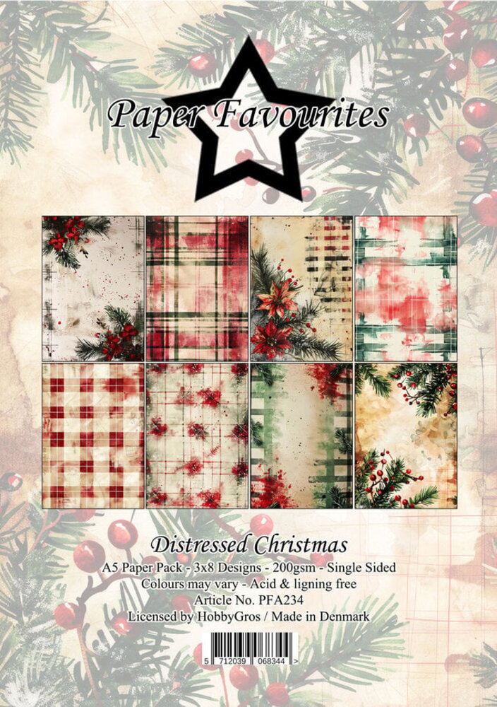 Paper Favourites Distressed Christmas A5 Paper Pack (PFA234)