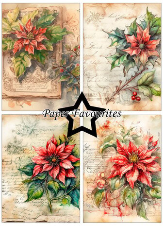 Paper Favourites Vintage Poinsettia A6 Paper Pack (PFA636) Paper Favourites Vintage Poinsettia A6 Paper Pack (PFA636)
