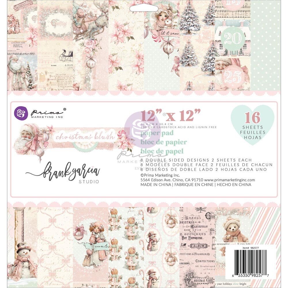 Prima Marketing Inc PRE-ORDER Christmas Blush 12x12 Inch Paper Pad (982577)