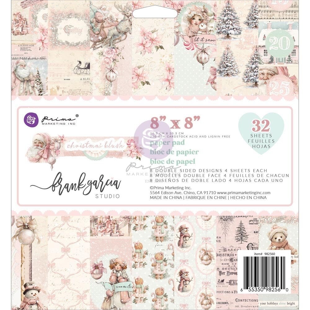 Prima Marketing Inc PRE-ORDER Christmas Blush 8x8 Inch Paper pad (982560) Prima Marketing Inc PRE-ORDER Christmas Blush 8x8 Inch Paper pad (982560)