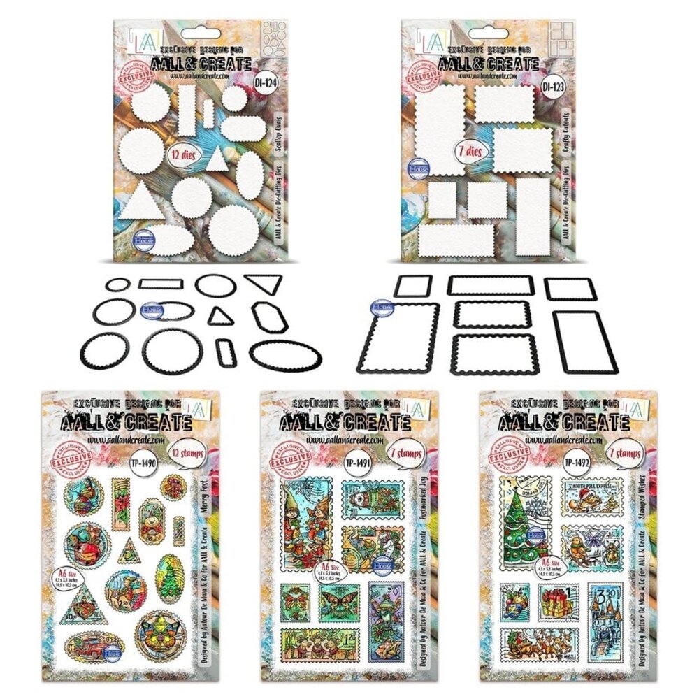 AALL and Create Postage Christmas Shapes A5 Stamps & Dies Bundle (AALL-PCK-ADM003) AALL and Create Postage Christmas Shapes A5 Stamps & Dies Bundle (AALL-PCK-ADM003)