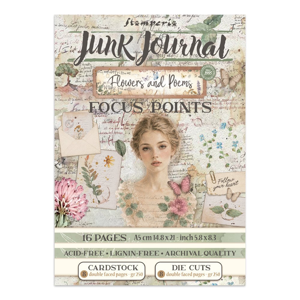 Stamperia Flowers and Poems Junk Journal A5 Focus Points (SBJKS10) Stamperia Flowers and Poems Junk Journal A5 Focus Points (SBJKS10)