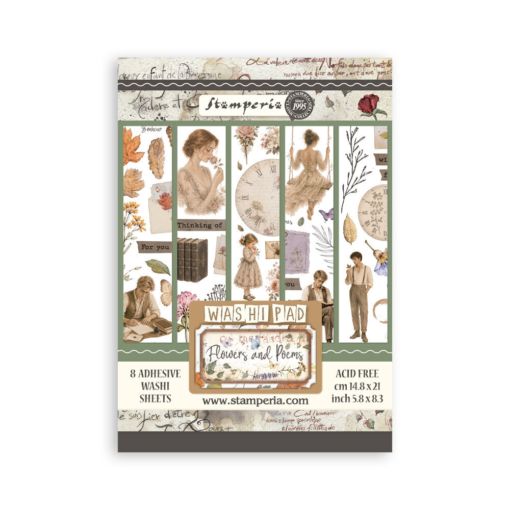 Stamperia Flowers and Poems A5 Washi Pad (SBW37)