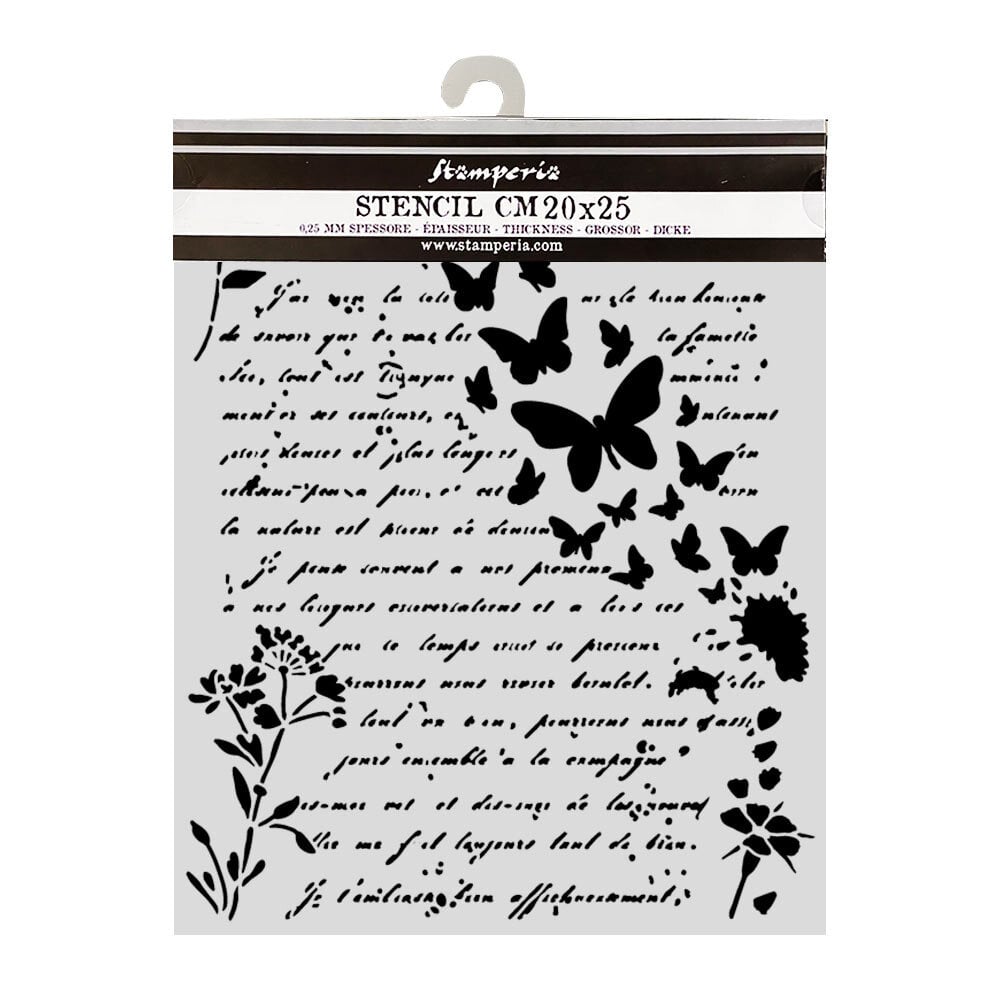 Stamperia Flowers and Poems Thick Stencils 20x25cm Letter and Butterflies (KSTD220) Stamperia Flowers and Poems Thick Stencils 20x25cm Letter and Butterflies (KSTD220)