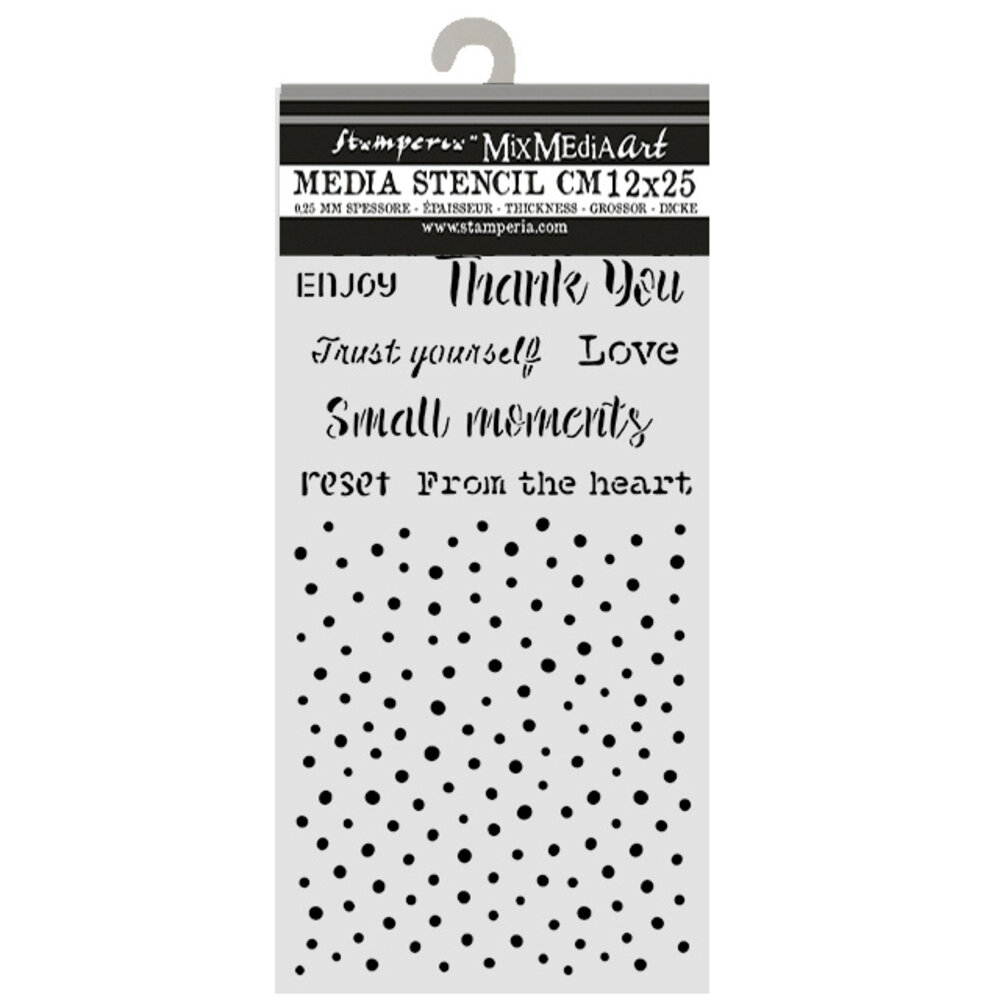 Stamperia Cozy Family Thick Stencils 12x25cm Writings and Dots (KSTDL177) Stamperia Cozy Family Thick Stencils 12x25cm Writings and Dots (KSTDL177)