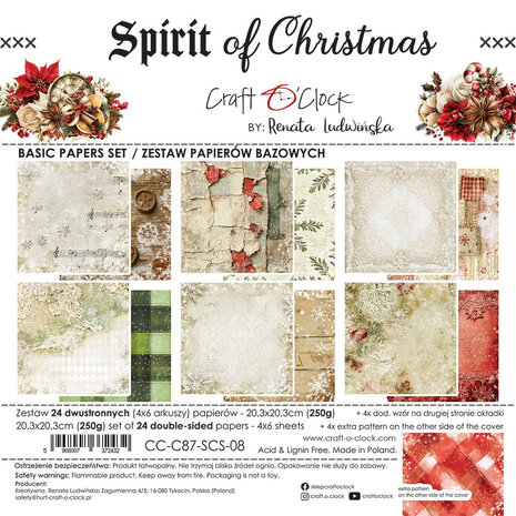 Craft O'Clock PRE-ORDER Spirit Of Christmas 8x8 Inch Basic Paper Set (CC-C87-SCS-08) Craft O'Clock PRE-ORDER Spirit Of Christmas 8x8 Inch Basic Paper Set (CC-C87-SCS-08)