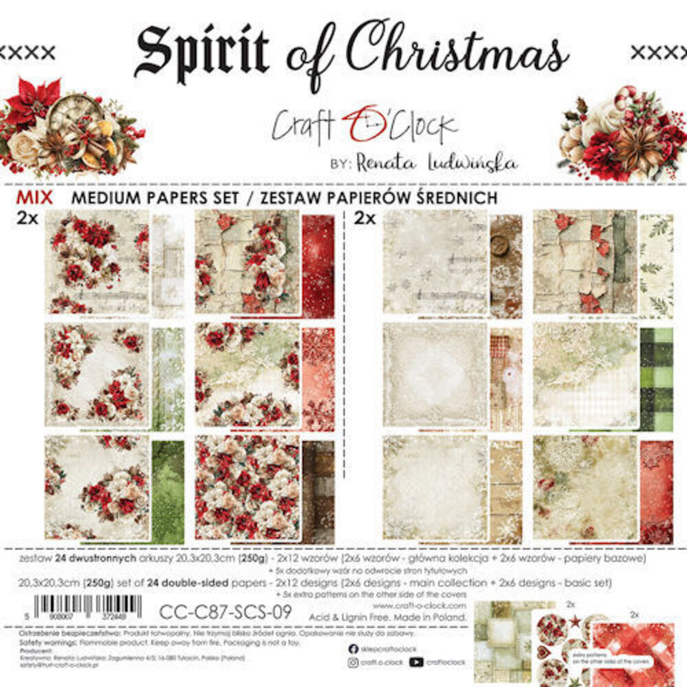 Craft O'Clock PRE-ORDER Spirit Of Christmas 8x8 Inch Medium Mix Paper Set (CC-C87-SCS-09) Craft O'Clock PRE-ORDER Spirit Of Christmas 8x8 Inch Medium Mix Paper Set (CC-C87-SCS-09)