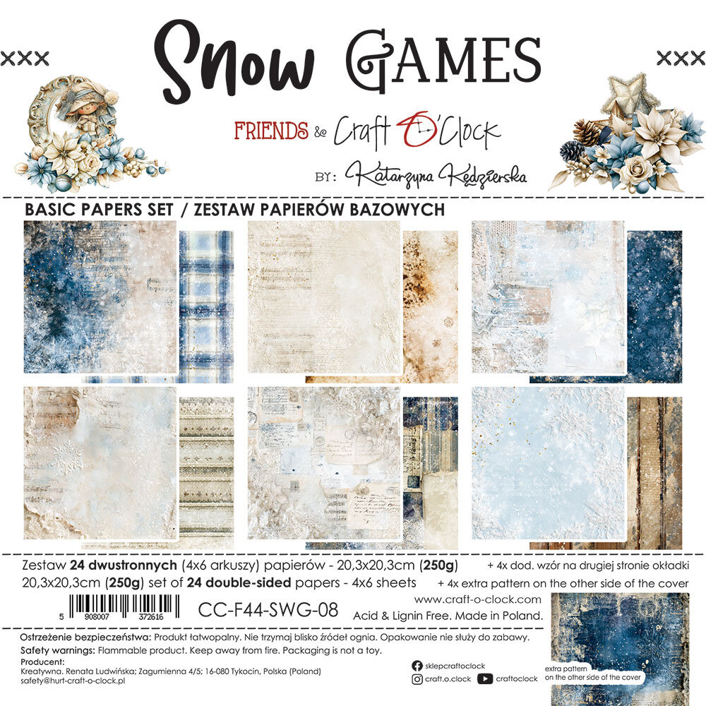 Craft O'Clock PRE-ORDER Snow Games 8x8 Inch Basic Paper Set (CC-F44-SWG-08) Craft O'Clock PRE-ORDER Snow Games 8x8 Inch Basic Paper Set (CC-F44-SWG-08)