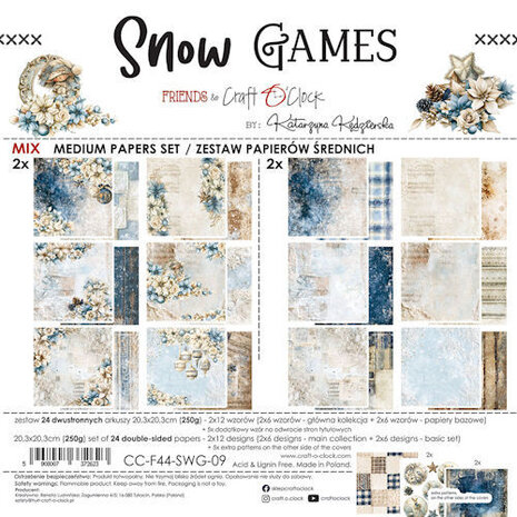 Craft O'Clock PRE-ORDER Snow Games 8x8 Inch Medium Mix Paper Set (CC-F44-SWG-09) Craft O'Clock PRE-ORDER Snow Games 8x8 Inch Medium Mix Paper Set (CC-F44-SWG-09)
