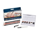 Derwent Inktense Paint Pan Mixed Media Set Shades & Tone with 12 Pans and 3 Pencils (DIB2306248)