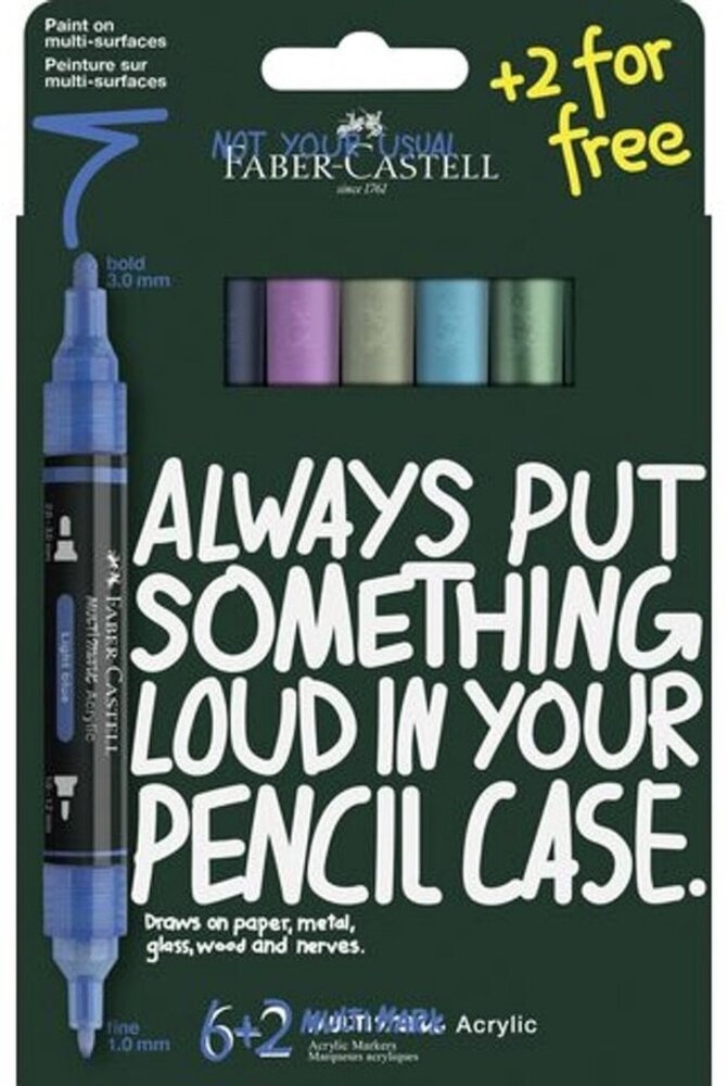 Faber Castell Multimark Acrylmarker Frost Karton Etui (6+2pcs) (FC-186018) Faber Castell Multimark Acrylmarker Frost Karton Etui (6+2pcs) (FC-186018)