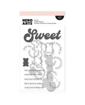 Hero Arts PRE-ORDER Beary Sweet Holiday Stamps & Dies Sweet Wishes (DC374)