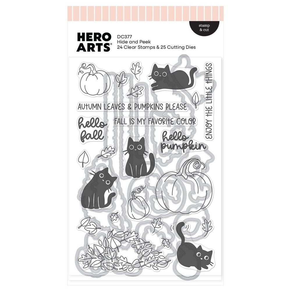 Hero Arts PRE-ORDER Cozy Season Stamps & Dies Hide and Peek (DC377)