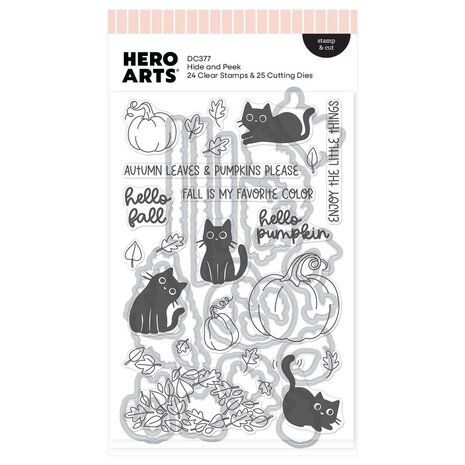 Hero Arts PRE-ORDER Cozy Season Stamps & Dies Hide and Peek (DC377)