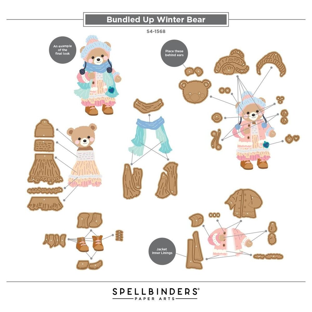 Spellbinders PRE-ORDER Christmas Blush Bundled Up Winter Bear Dies (S4-1568) Spellbinders PRE-ORDER Christmas Blush Bundled Up Winter Bear Dies (S4-1568)