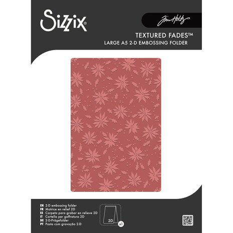Sizzix PRE-ORDER 2D Texture Fades A5 Embossing Folder Vault Holly Poinsettia by Tim Holtz (667252) Sizzix PRE-ORDER 2D Texture Fades A5 Embossing Folder Vault Holly Poinsettia by Tim Holtz (667252)