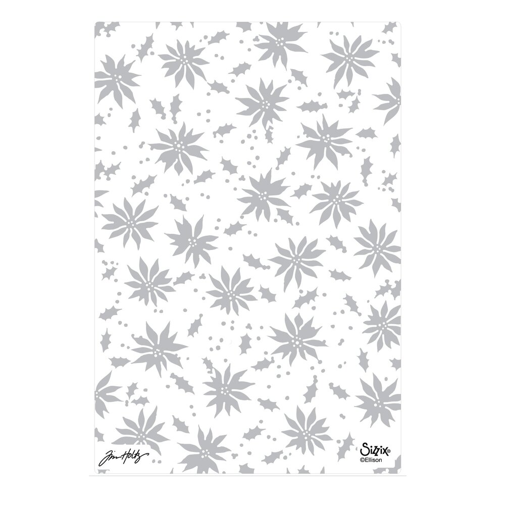 Sizzix PRE-ORDER 2D Texture Fades A5 Embossing Folder Vault Holly Poinsettia by Tim Holtz (667252) Sizzix PRE-ORDER 2D Texture Fades A5 Embossing Folder Vault Holly Poinsettia by Tim Holtz (667252)