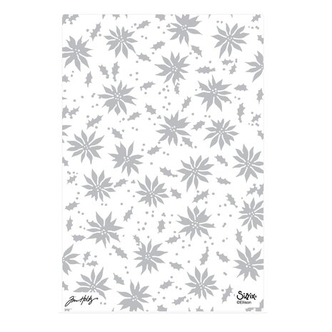 Sizzix PRE-ORDER 2D Texture Fades A5 Embossing Folder Vault Holly Poinsettia by Tim Holtz (667252) Sizzix PRE-ORDER 2D Texture Fades A5 Embossing Folder Vault Holly Poinsettia by Tim Holtz (667252)