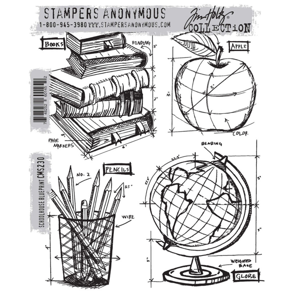 Stampers Anonymous Cling Stamps Schoolhouse Blueprint (CMS230) Stampers Anonymous Cling Stamps Schoolhouse Blueprint (CMS230)
