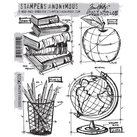 Stampers Anonymous Cling Stamps Schoolhouse Blueprint (CMS230) Stampers Anonymous Cling Stamps Schoolhouse Blueprint (CMS230)
