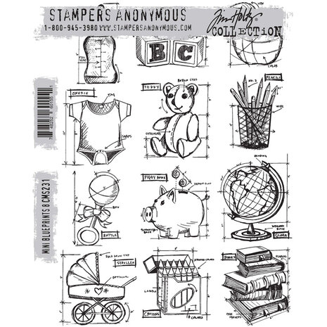 Stampers Anonymous Cling Stamps Mini Blueprints 8 (CMS231) Stampers Anonymous Cling Stamps Mini Blueprints 8 (CMS231)