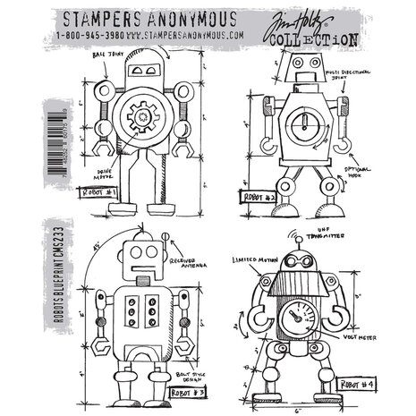 Stampers Anonymous Cling Stamps Robots Blueprint (CMS233) Stampers Anonymous Cling Stamps Robots Blueprint (CMS233)