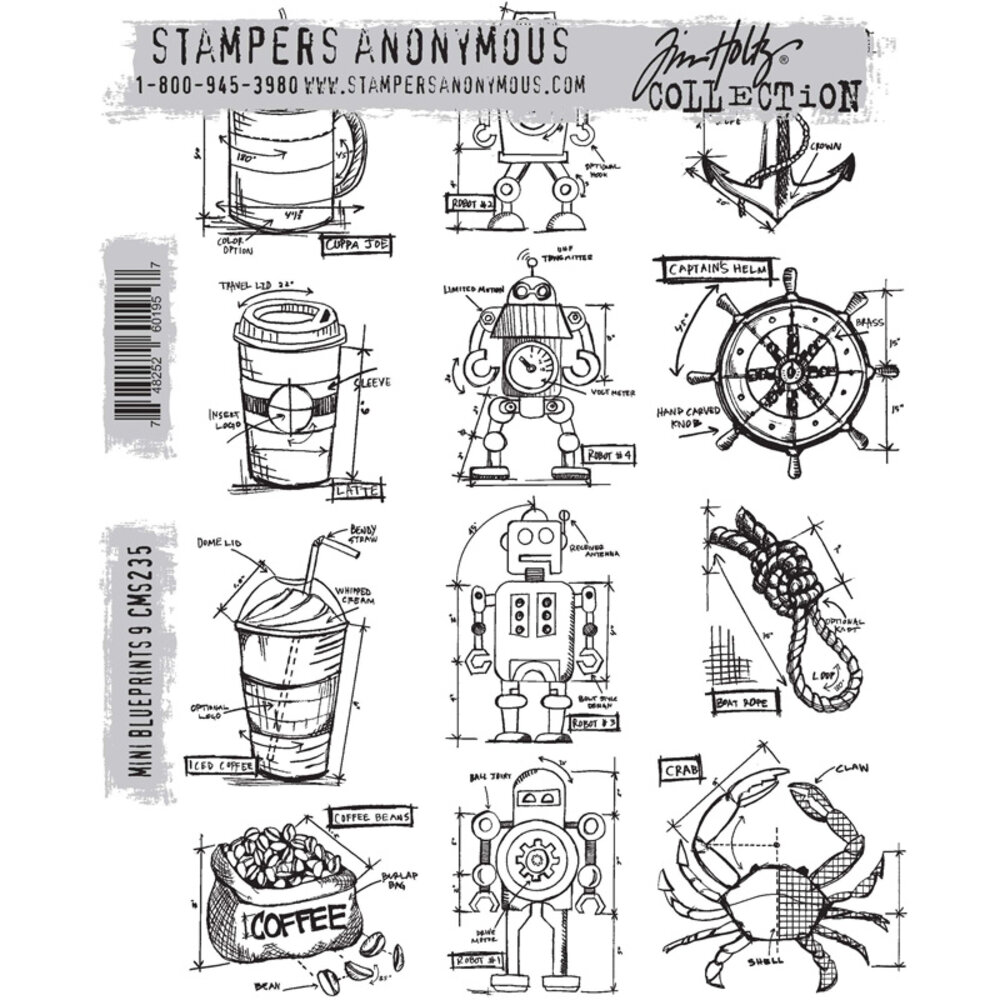 Stampers Anonymous Cling Stamps Mini Blueprints 9 (CMS235) Stampers Anonymous Cling Stamps Mini Blueprints 9 (CMS235)