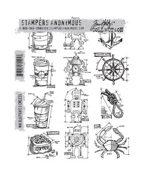 Stampers Anonymous Cling Stamps Mini Blueprints 9 (CMS235) Stampers Anonymous Cling Stamps Mini Blueprints 9 (CMS235)
