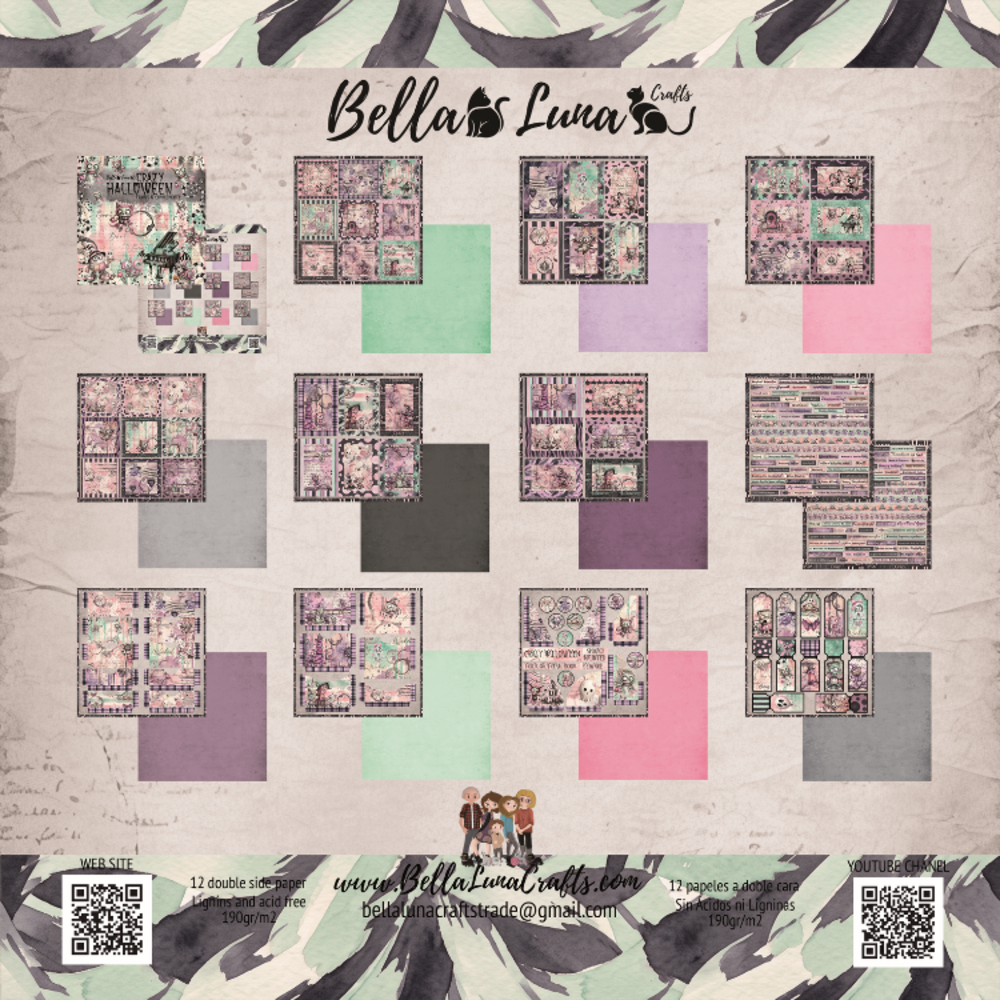 Bella Luna Crafts Crazy Halloween Frames and Complements 12x12 Inch Collection Pack (BLC-0078/M)