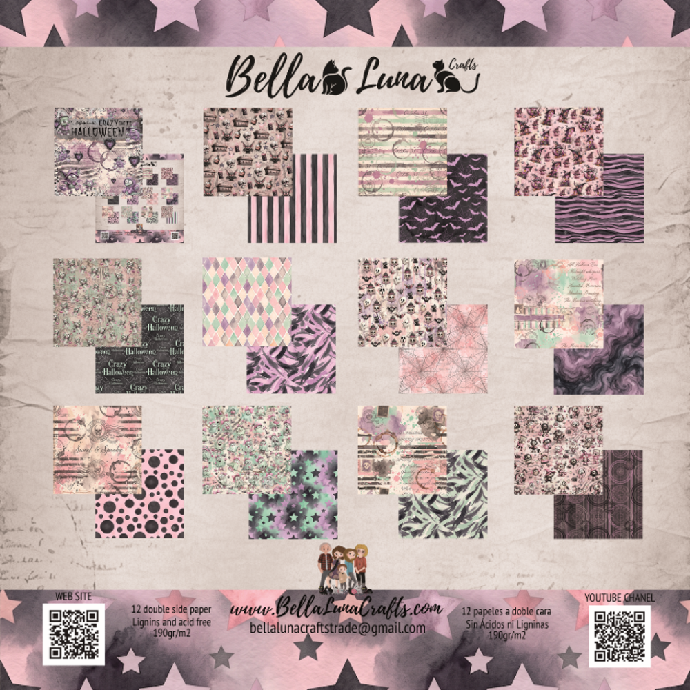 Bella Luna Crafts Crazy Halloween Basics 8x8 Inch Collection Pack (BLC-0078/S)
