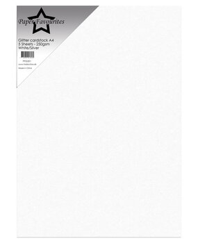 Paper Favourites Glitter Cardstock A4 White/Silver 250gsm (5pcs) (PFSS201)