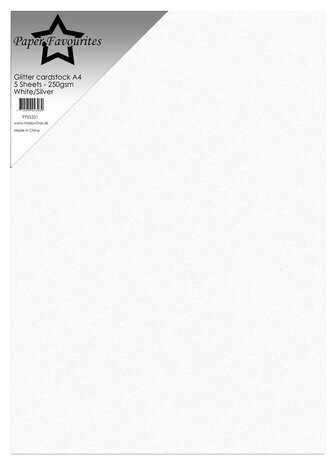 Paper Favourites Glitter Cardstock A4 White/Silver 250gsm (5pcs) (PFSS201)