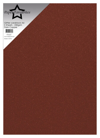 Paper Favourites Glitter Cardstock A4 Dark Copper 250gsm (5pcs) (PFSS207)