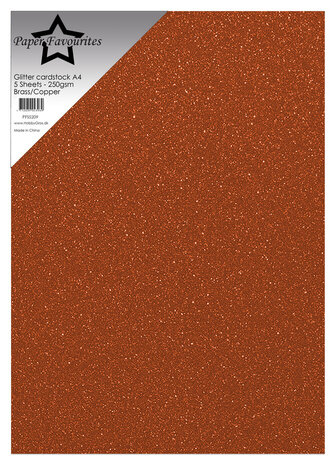Paper Favourites Glitter Cardstock A4 Brass/Copper 250gsm (5pcs) (PFSS209)