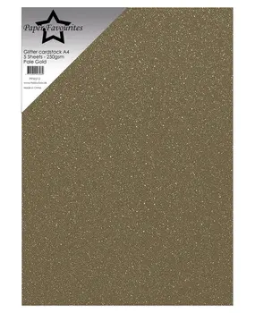Paper Favourites Glitter Cardstock A4 Pale Gold 250gsm (5pcs) (PFSS212)