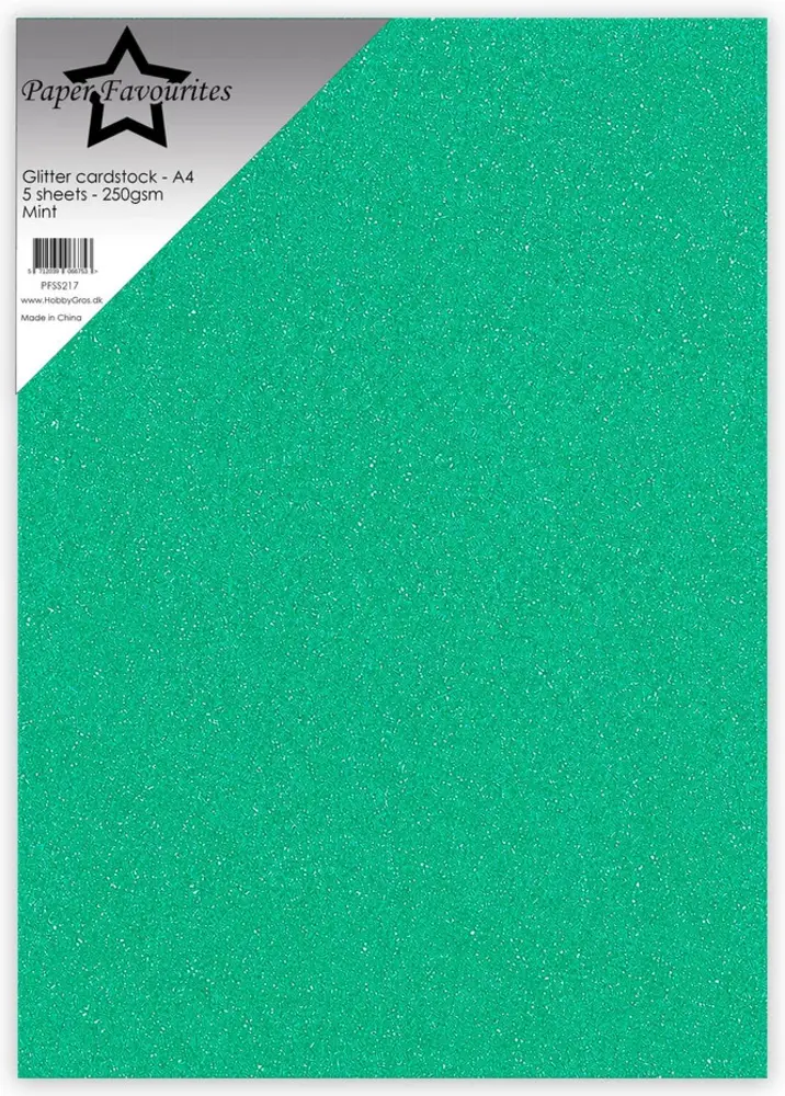 Paper Favourites Glitter Cardstock A4 Mint 250gsm (5pcs) (PFSS217)