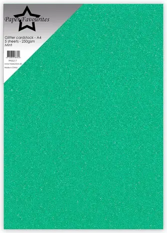 Paper Favourites Glitter Cardstock A4 Mint 250gsm (5pcs) (PFSS217)