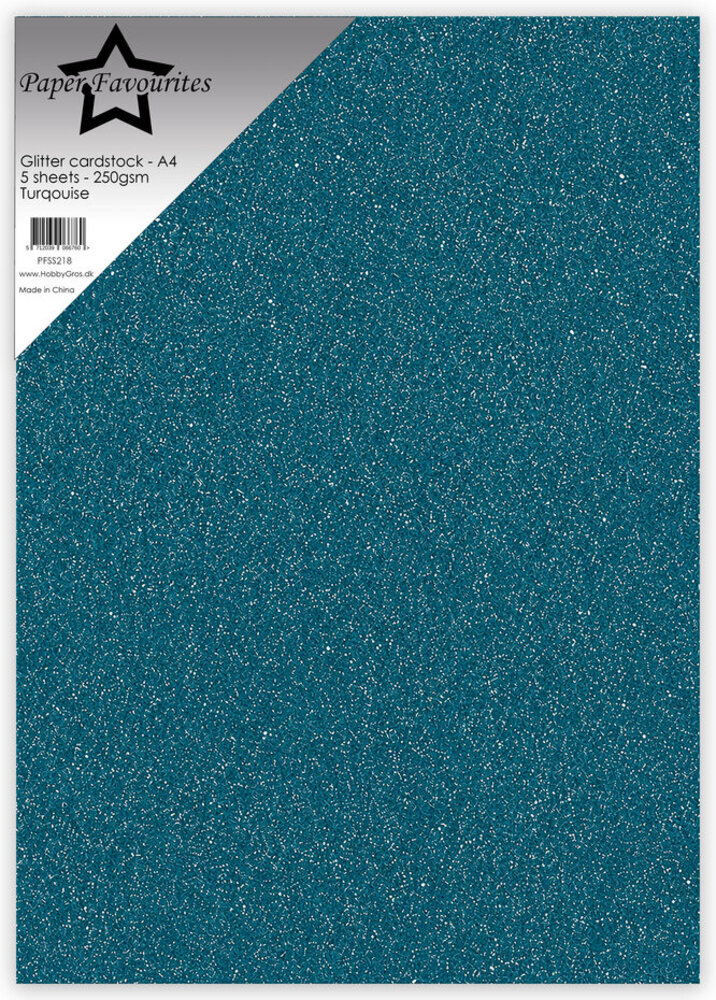 Paper Favourites Glitter Cardstock A4 Turqouise 250gsm (5pcs) (PFSS218)