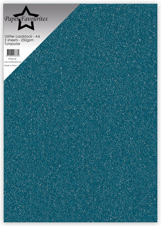 Paper Favourites Glitter Cardstock A4 Turqouise 250gsm (5pcs) (PFSS218)