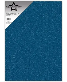 Paper Favourites Glitter Cardstock A4 Ocean 250gsm (5pcs) (PFSS219)