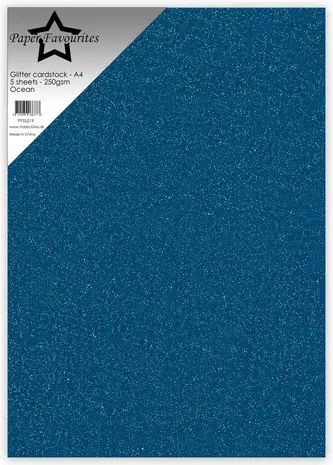 Paper Favourites Glitter Cardstock A4 Ocean 250gsm (5pcs) (PFSS219)
