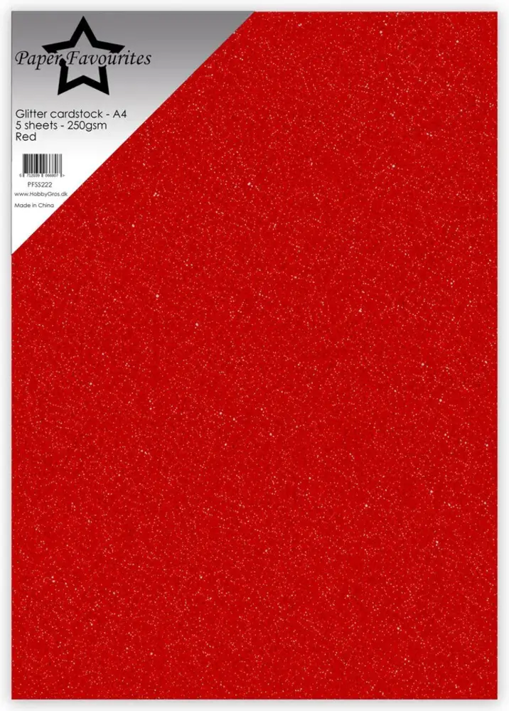 Paper Favourites Glitter Cardstock A4 Red 250gsm (5pcs) (PFSS222)