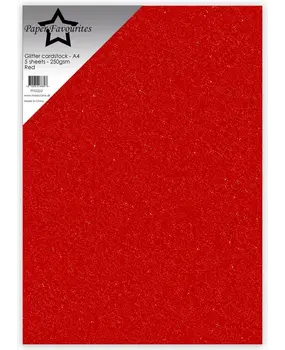 Paper Favourites Glitter Cardstock A4 Red 250gsm (5pcs) (PFSS222)