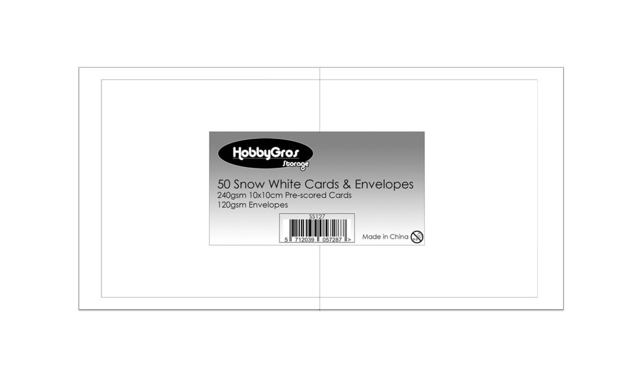 HobbyGross Storage Cards & Envelopes 10x10cm Snow White (50pcs) (SS127)