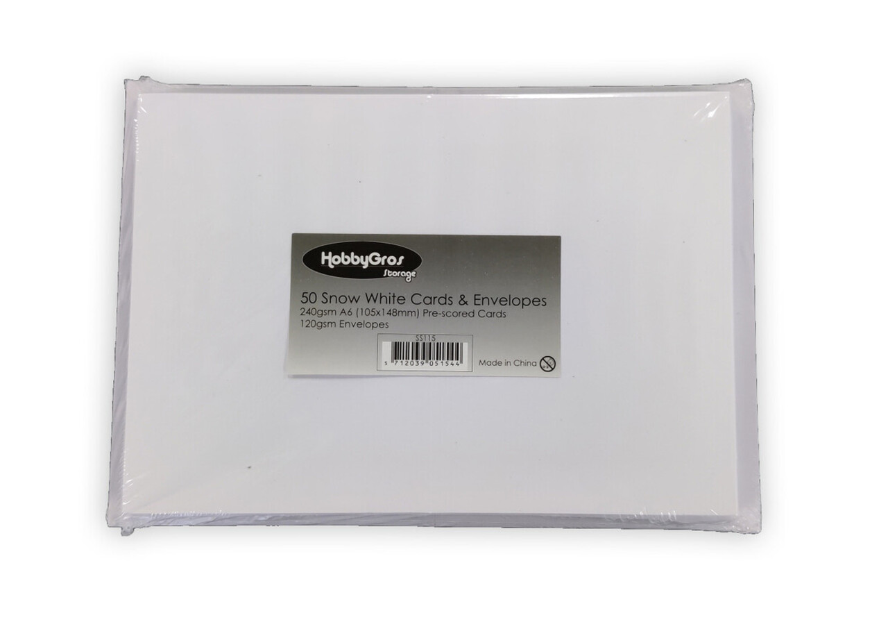 HobbyGross Storage Cards & Envelopes A6 Snow White (50pcs) (SS115) HobbyGross Storage Cards & Envelopes A6 Snow White (50pcs) (SS115)