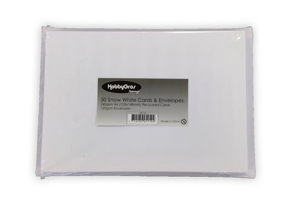 HobbyGross Storage Cards & Envelopes A6 Snow White (50pcs) (SS115) HobbyGross Storage Cards & Envelopes A6 Snow White (50pcs) (SS115)